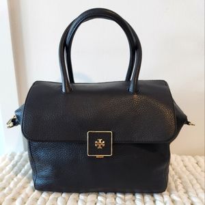 Black, Pebble Leather, Tory Burch Satchel